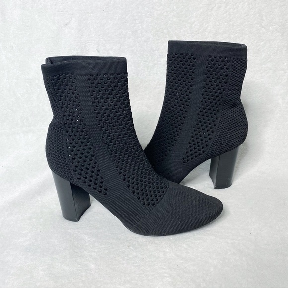 Charles By Charles David black mesh banker bootie heels shoes size 8 - Picture 1 of 8